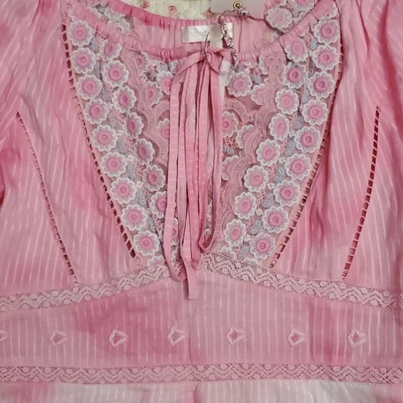 Loveshackfancy Chelie dress pink Zinnia embroidered fairy floral eyelet trims 4
